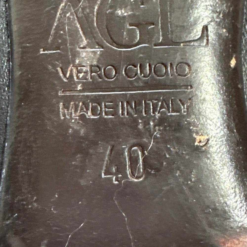 AGL Attilio Giusti Leombruni Black Leather Patent Ballet Flats Buckle Detail 8.5 - Picture 9 of 9